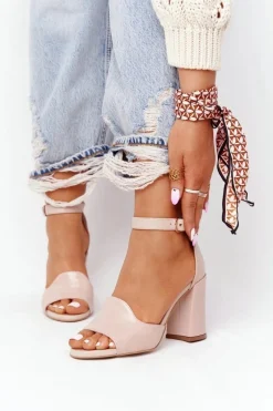 Best Boto Skórzane Sandały Na Słupku Visconi 4361537 Nude