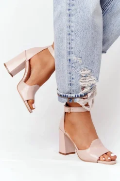 Best Boto Skórzane Sandały Na Słupku Visconi 4361537 Nude