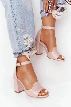 Best Boto Skórzane Sandały Na Słupku Visconi 4361537 Nude