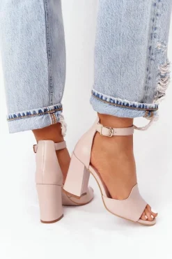 Best Boto Skórzane Sandały Na Słupku Visconi 4361537 Nude