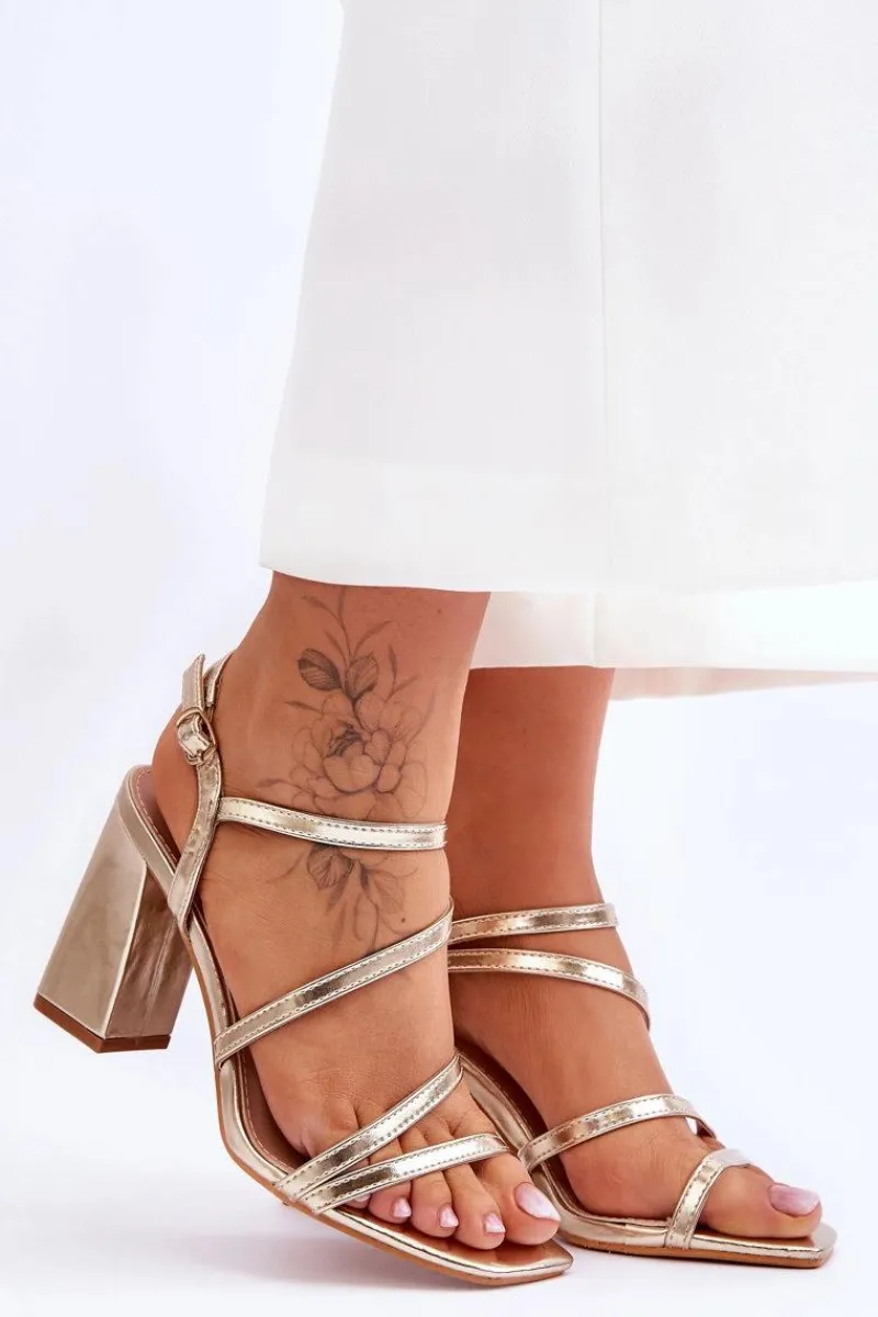 Discount Boto Skórzane Sandały Na Słupku Złote Florentina