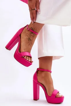 Clearance Skórzane Sandały Na Wysokim Słupku I Platformie Różowe Sky Dream Damskie Sandały Na Obcasie