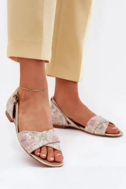 Discount Maciejka Skórzane Sandały Płaskie 04614-22 Beżowe Beżowy