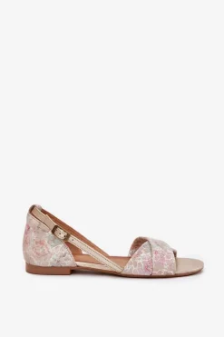 Discount Maciejka Skórzane Sandały Płaskie 04614-22 Beżowe Beżowy