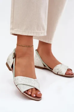 Best Maciejka Skórzane Sandały Płaskie 04614-46 Miętowe Zielony