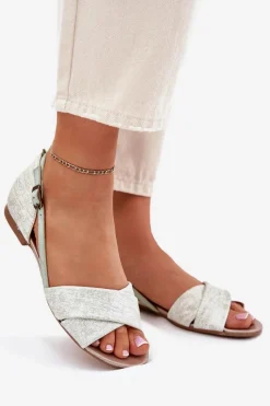 Best Maciejka Skórzane Sandały Płaskie 04614-46 Miętowe Zielony