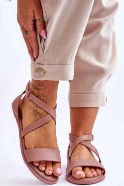 Big Star Shoes Skórzane Sandały Za Kostkę Big Star LL274A163 Nude