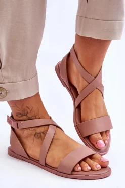 Big Star Shoes Skórzane Sandały Za Kostkę Big Star LL274A163 Nude