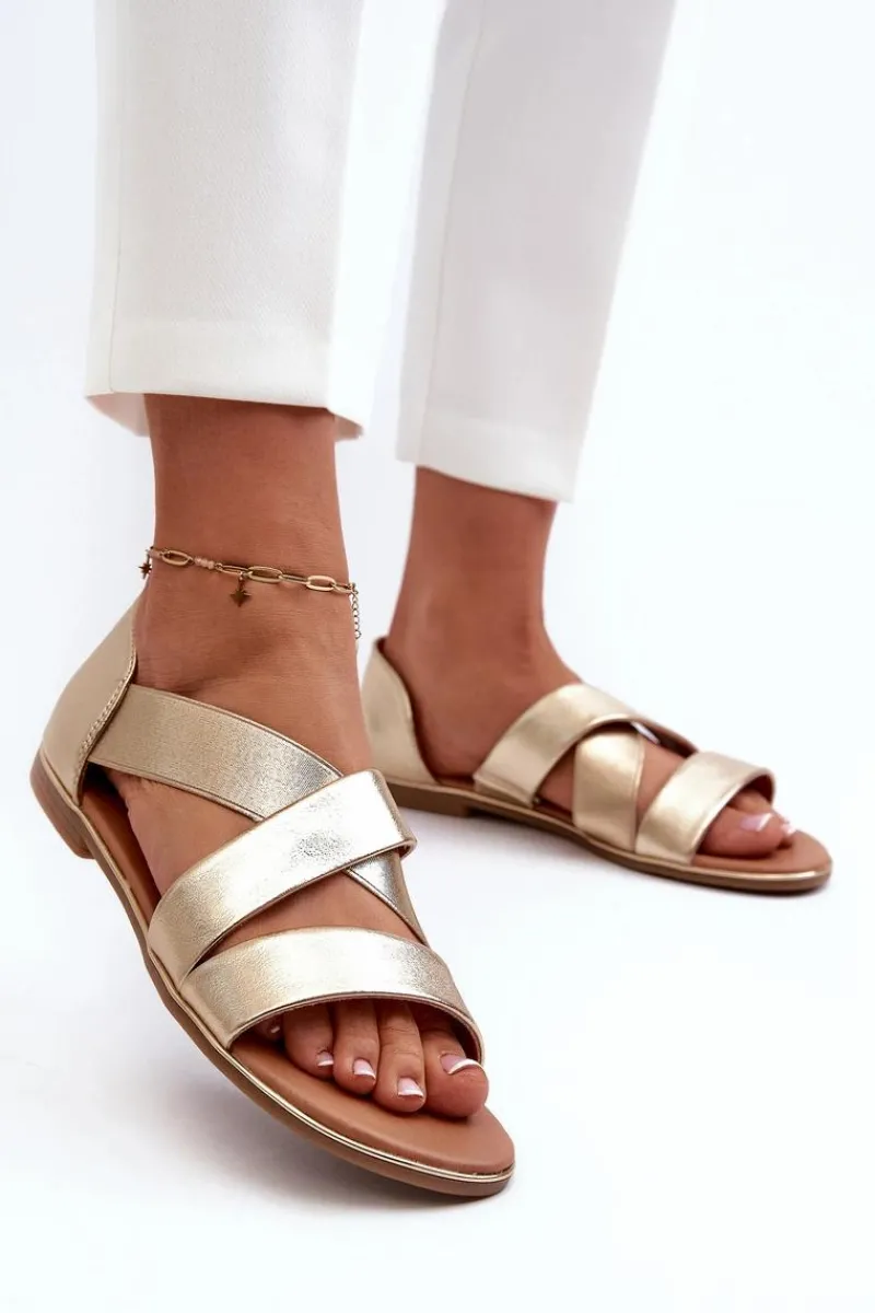 Best Evento Skórzane Sandały Ze Ściągaczem Złote Apulia Złoty