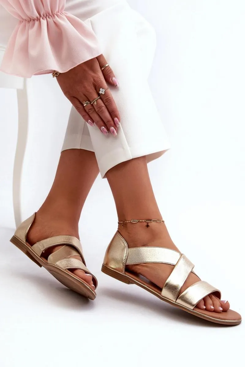 Best Evento Skórzane Sandały Ze Ściągaczem Złote Apulia Złoty