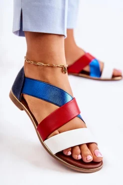 Sale Evento Skórzane Sandały Ze Ściągaczem Niebieskie Apulia