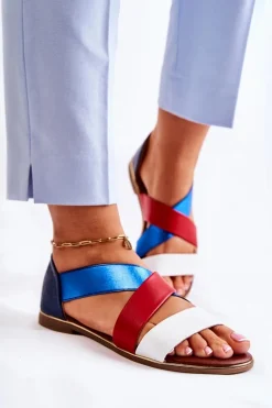 Sale Evento Skórzane Sandały Ze Ściągaczem Niebieskie Apulia