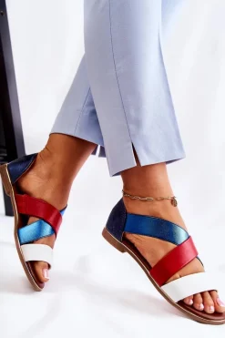 Sale Evento Skórzane Sandały Ze Ściągaczem Niebieskie Apulia