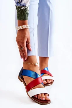 Sale Evento Skórzane Sandały Ze Ściągaczem Niebieskie Apulia