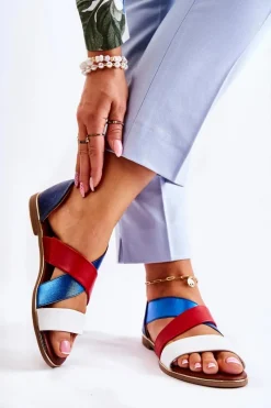 Sale Evento Skórzane Sandały Ze Ściągaczem Niebieskie Apulia