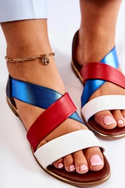 Sale Evento Skórzane Sandały Ze Ściągaczem Niebieskie Apulia