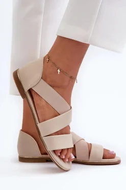 Sandały Płaskie><noscript><img width=