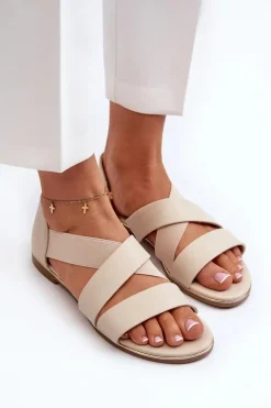 Sandały Płaskie><noscript><img width=