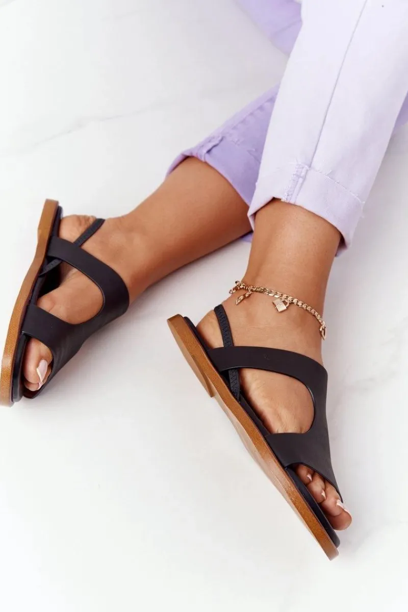 Sale Big Star Shoes Skórzane Sandały Ze Ściągaczem Big Star HH274715 Czarne