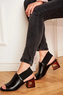 New Laura Messi Skórzane Sandały Ze Ściągaczem 1919 Czarne