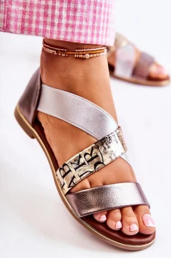 Sandały Płaskie><noscript><img width=