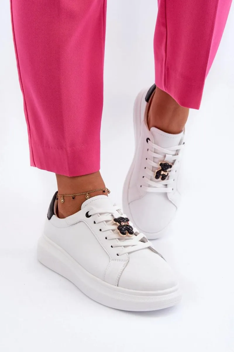 Sneakersy Damskie>Buty damskie Vinceza Skórzane Sneakersy Damskie Z Misiem Białe Mirven