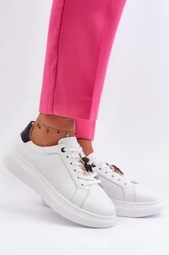 Sneakersy Damskie>Buty damskie Vinceza Skórzane Sneakersy Damskie Z Misiem Białe Mirven