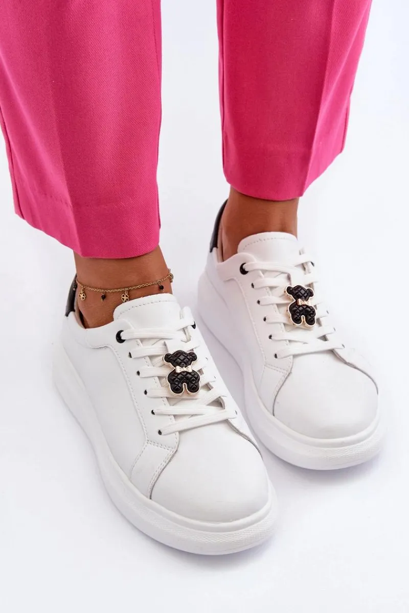 Sneakersy Damskie>Buty damskie Vinceza Skórzane Sneakersy Damskie Z Misiem Białe Mirven