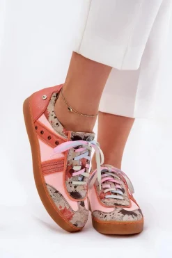 Buty Sportowe Na Platformie></noscript>Maciejka Skórzane Sneakersy Damskie 06840-18 Pomarańczowe