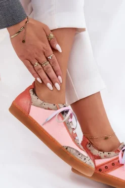 Buty Sportowe Na Platformie></noscript>Maciejka Skórzane Sneakersy Damskie 06840-18 Pomarańczowe