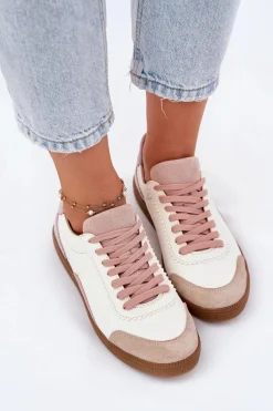 Outlet Zazoo Skórzane Sneakersy Damskie N1220 Białe Biały