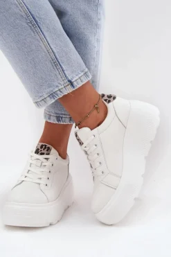 Online Buty damskie Vinceza Skórzane Sneakersy Damskie Na Platformie Panterka Vinceza 89144 Białe Biały