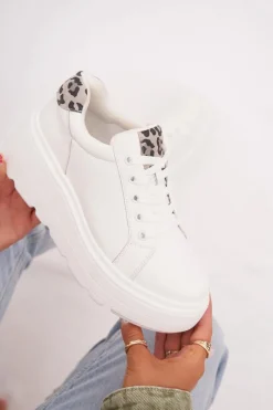 Online Buty damskie Vinceza Skórzane Sneakersy Damskie Na Platformie Panterka Vinceza 89144 Białe Biały