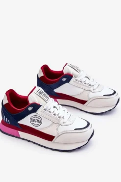Best Big Star Shoes Skórzane Sneakersy Memory Foam System Big Star LL274369 Biało-Czerwone