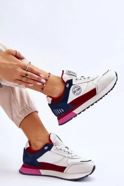 Best Big Star Shoes Skórzane Sneakersy Memory Foam System Big Star LL274369 Biało-Czerwone