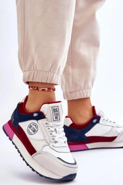 Best Big Star Shoes Skórzane Sneakersy Memory Foam System Big Star LL274369 Biało-Czerwone