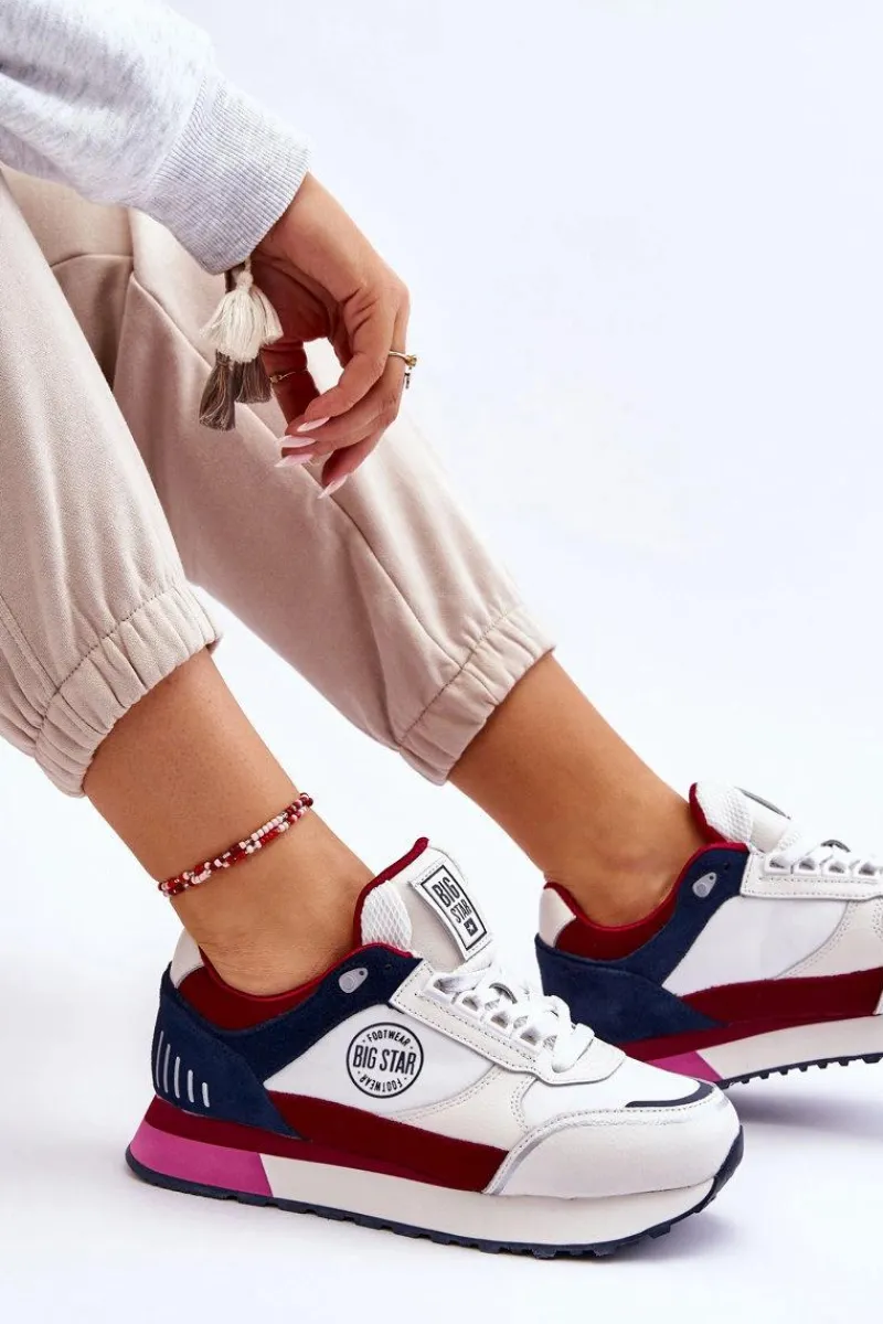 Best Big Star Shoes Skórzane Sneakersy Memory Foam System Big Star LL274369 Biało-Czerwone
