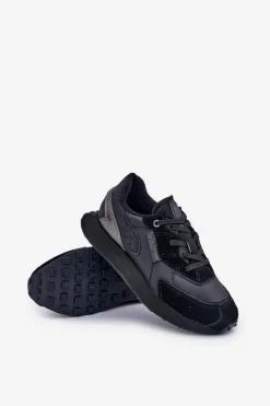 Outlet Big Star Shoes Skórzane Sneakersy Męskie Big Star OO174297 Hi-Poly System Czarne Czarny