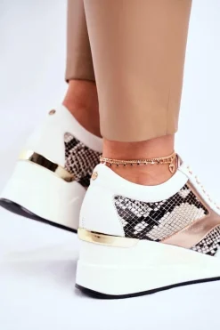 GOE Skórzane Sneakersy Na Koturnie GG2N3045 Białe