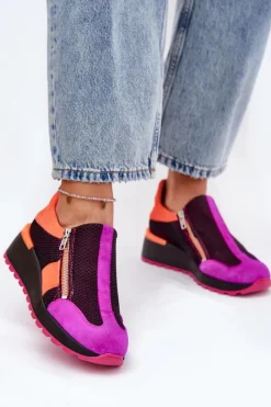 Buty Sportowe Na Platformie>Maciejka Skórzane Sneakersy Na Koturnie 06853-15 Czarne