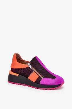 Buty Sportowe Na Platformie></noscript>Maciejka Skórzane Sneakersy Na Koturnie 06853-15 Czarne