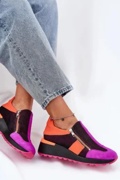 Buty Sportowe Na Platformie></noscript>Maciejka Skórzane Sneakersy Na Koturnie 06853-15 Czarne