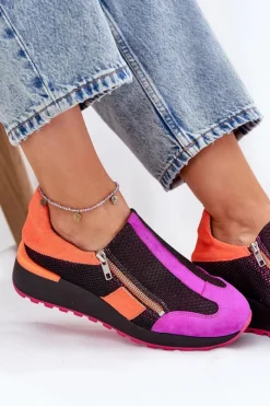 Buty Sportowe Na Platformie></noscript>Maciejka Skórzane Sneakersy Na Koturnie 06853-15 Czarne