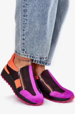 Buty Sportowe Na Platformie></noscript>Maciejka Skórzane Sneakersy Na Koturnie 06853-15 Czarne