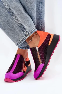 Buty Sportowe Na Platformie></noscript>Maciejka Skórzane Sneakersy Na Koturnie 06853-15 Czarne