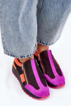 Buty Sportowe Na Platformie></noscript>Maciejka Skórzane Sneakersy Na Koturnie 06853-15 Czarne