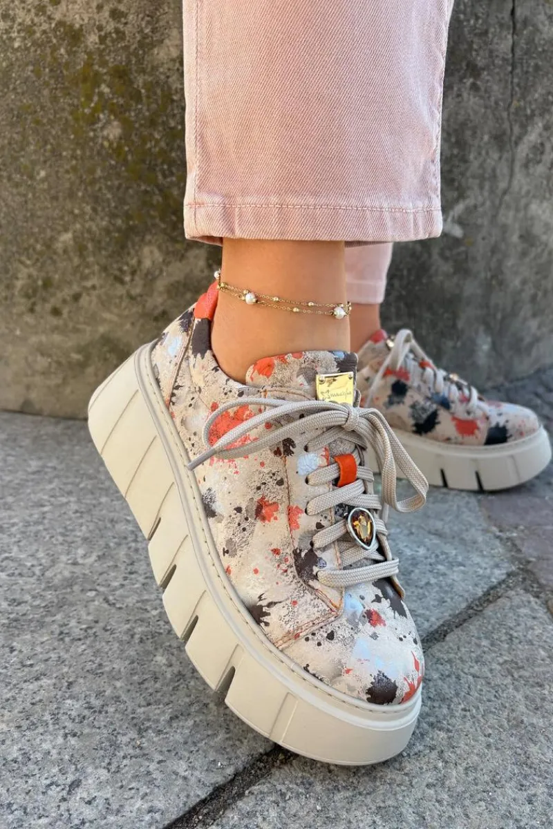 Clearance Maciejka Skórzane Sneakersy Na Platformie 06891-18 Beżowe