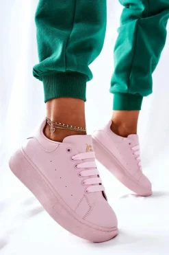 Hot Boto Skórzane Sportowe Buty Na Platformie Różowe Lemmy