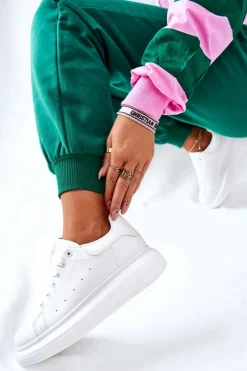 Buty Sportowe Na Platformie></noscript>Boto Skórzane Sportowe Buty Na Platformie Białe Lemmy