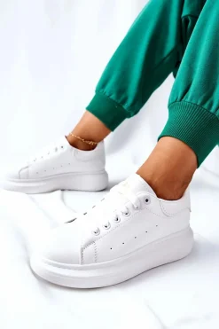 Buty Sportowe Na Platformie></noscript>Boto Skórzane Sportowe Buty Na Platformie Białe Lemmy